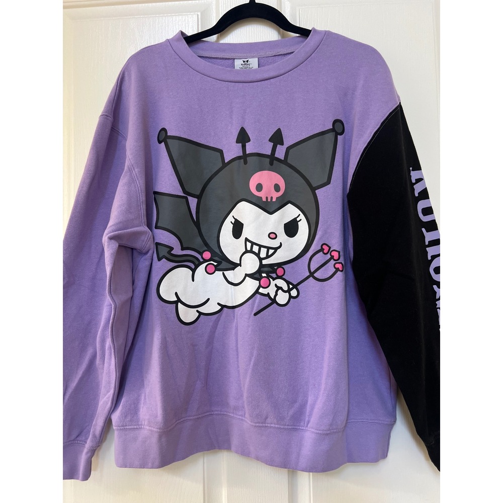 Sanrio Kuromi Crewneck Purple with Black Left Sleeve Size Women's Large